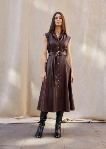 Phase Eight Ellie Burgundy Faux Leather Dress Burgundy Australia | HM8971024